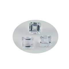 Riyogems 1 pièce de quartz cristal blanc à facettes 8x8mm forme carrée belle pierre précieuse de qualité