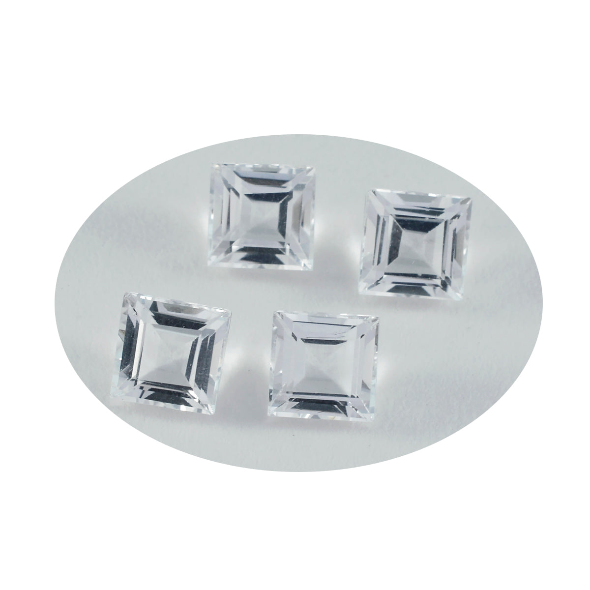Riyogems 1 Stück weißer Kristallquarz, facettiert, 9 x 9 mm, quadratische Form, Edelsteine von ausgezeichneter Qualität
