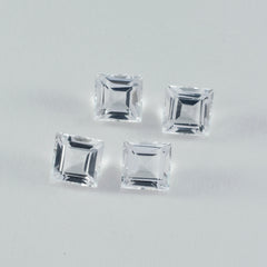 Riyogems 1PC White Crystal Quartz Faceted 9x9 mm Square Shape excellent Quality Gems