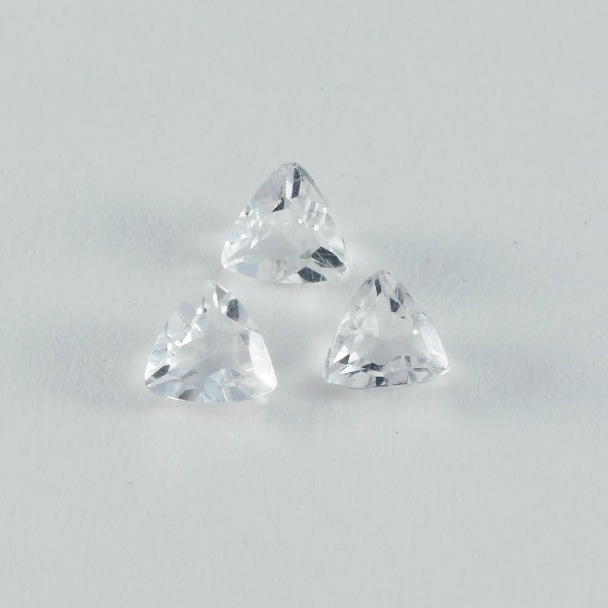 Riyogems 1PC White Crystal Quartz Faceted 10x10 mm Trillion Shape amazing Quality Loose Stone