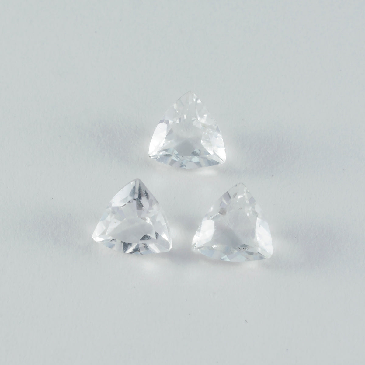 Riyogems 1PC White Crystal Quartz Faceted 12x12 mm Trillion Shape A Quality Gem