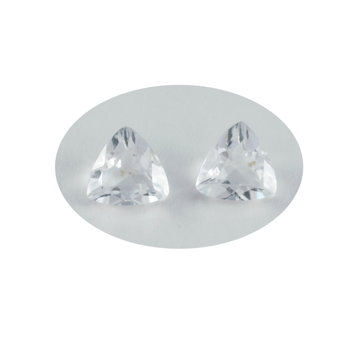 Riyogems 1PC White Crystal Quartz Faceted 15x15 mm Trillion Shape A+ Quality Gemstone