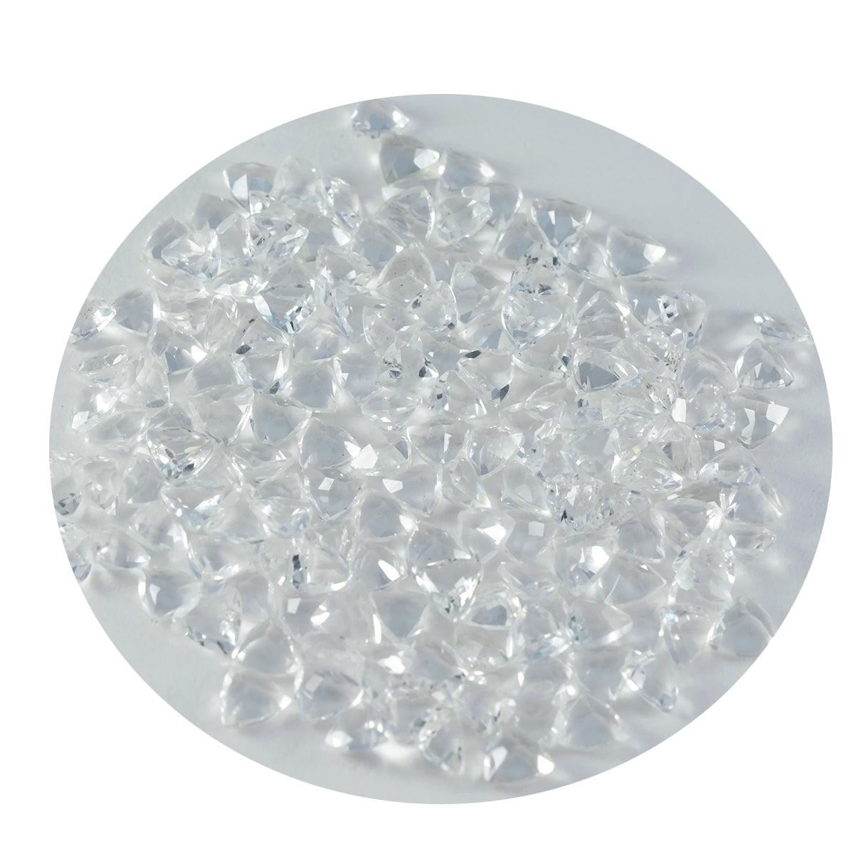 Riyogems 1 Stück weißer Kristallquarz, facettiert, 5 x 5 mm, Trillionenform, wunderbare Qualitätsedelsteine