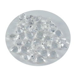 riyogems 1pc cristallo bianco quarzo sfaccettato 6x6 mm forma trilione pietra di qualità dolce