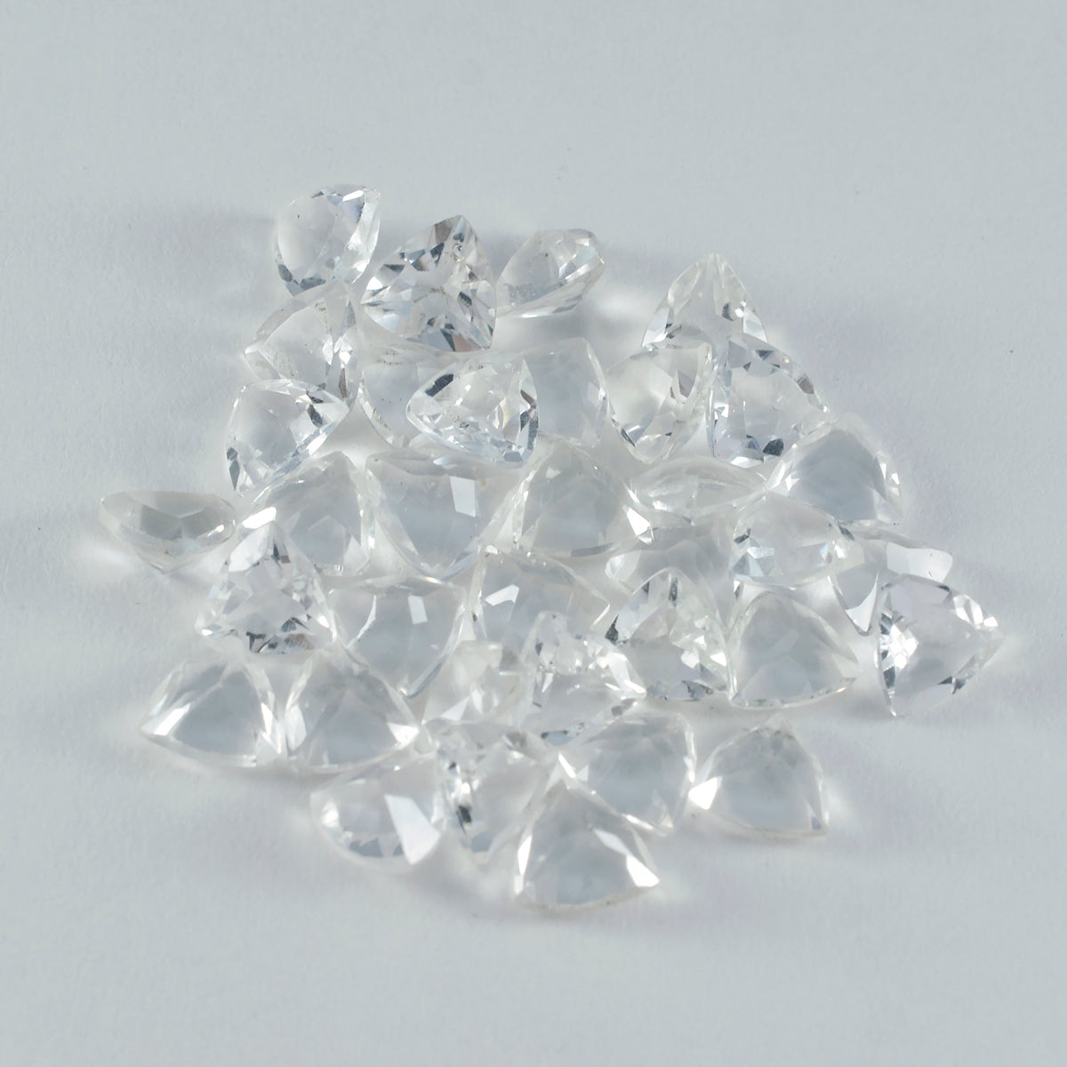 Riyogems 1PC White Crystal Quartz Faceted 6x6 mm Trillion Shape sweet Quality Stone