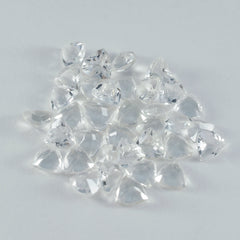 riyogems 1pc cristallo bianco quarzo sfaccettato 6x6 mm forma trilione pietra di qualità dolce