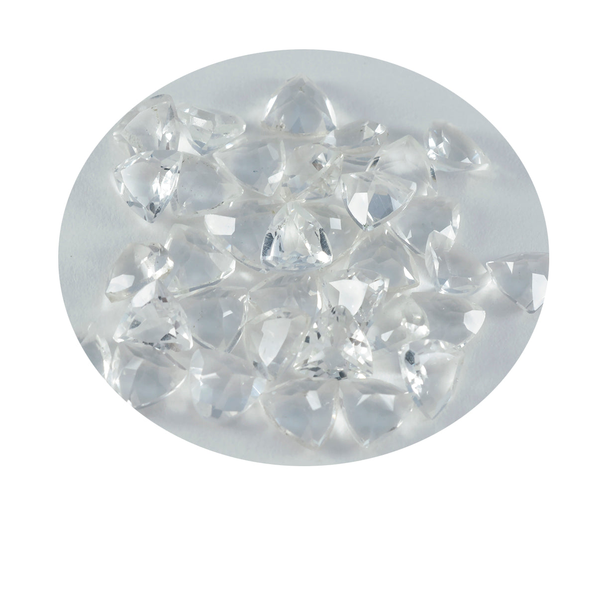 Riyogems 1PC White Crystal Quartz Faceted 7x7 mm Trillion Shape superb Quality Gemstone