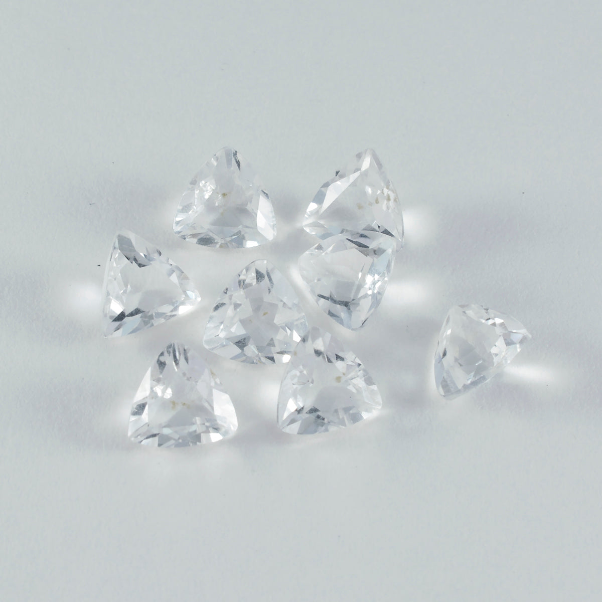 Riyogems 1PC White Crystal Quartz Faceted 9x9 mm Trillion Shape beauty Quality Loose Gems