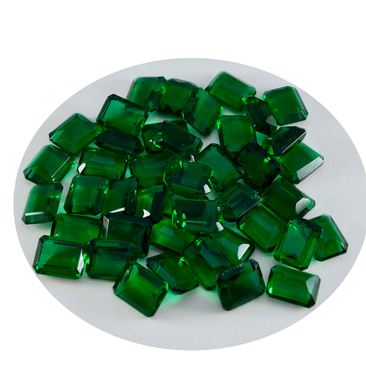 Riyogems 1 pièce émeraude verte cz à facettes 5x7mm forme octogonale bonne qualité pierre en vrac
