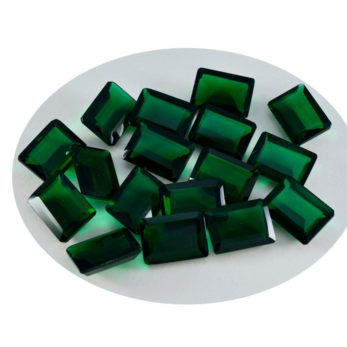 Riyogems 1 pieza verde Esmeralda CZ facetado 8x10mm forma octágono gemas de calidad atractivas