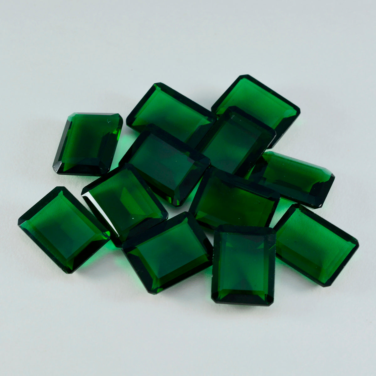 Riyogems 1 pieza Esmeralda verde CZ facetada 9x11mm forma octágono piedra de buena calidad