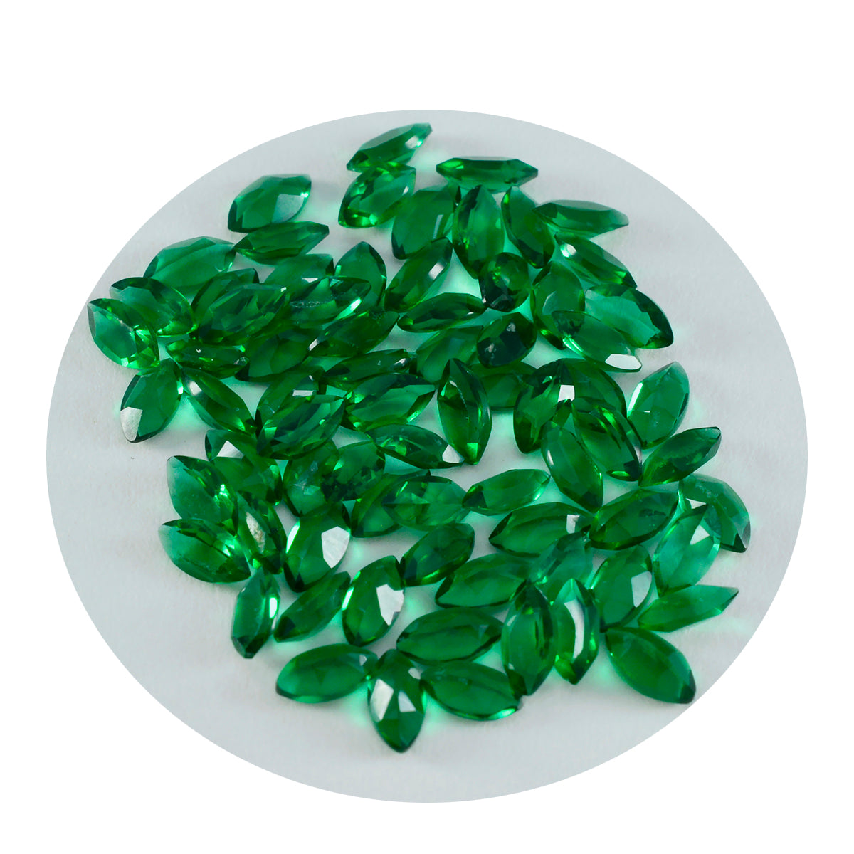 Riyogems 1 Stück grüner Smaragd mit CZ, facettiert, 2,5 x 5 mm, Marquise-Form, Schönheitsqualitätsstein
