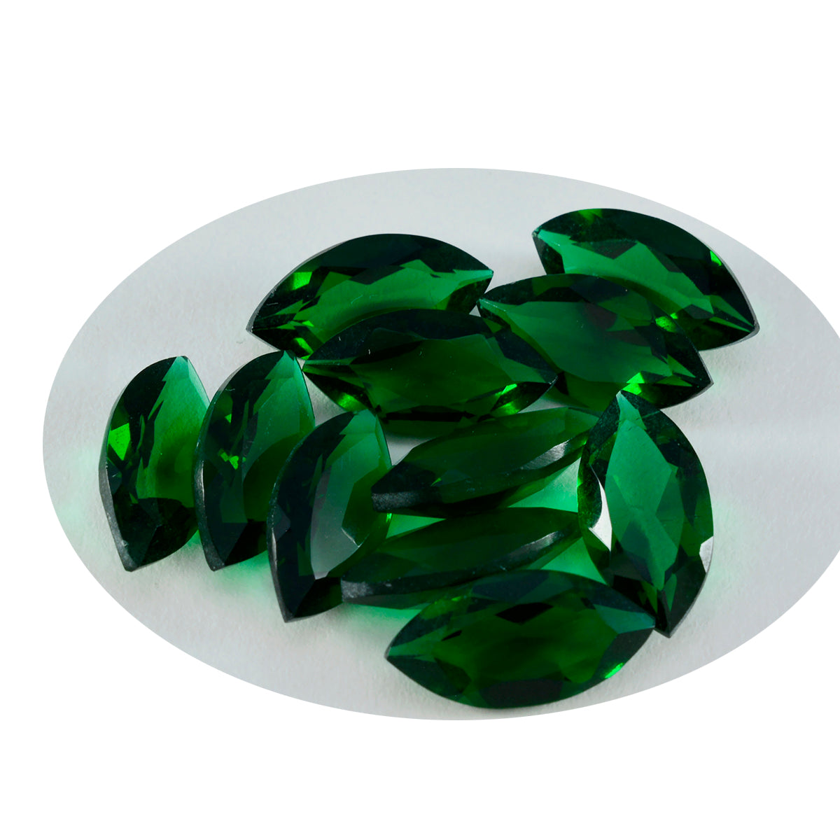 Riyogems 1 Stück grüner Smaragd, CZ, facettiert, 8 x 16 mm, Marquise-Form, A+1-Qualitätsedelsteine