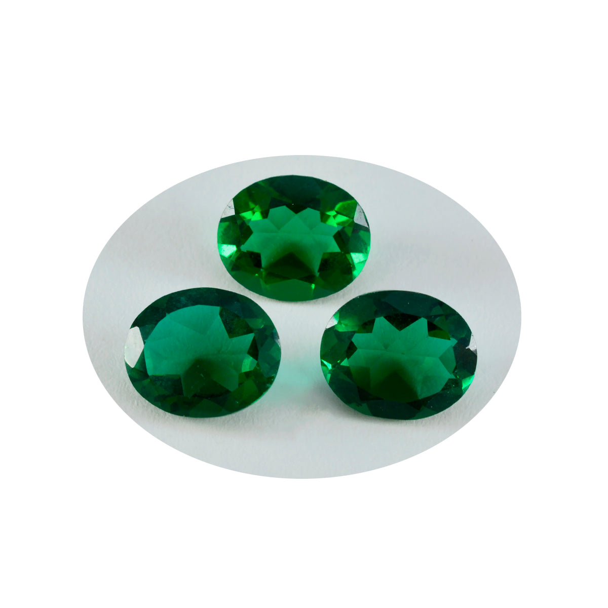Riyogems 1 Stück grüner Smaragd, CZ, facettiert, 10 x 12 mm, ovale Form, Edelstein von ausgezeichneter Qualität