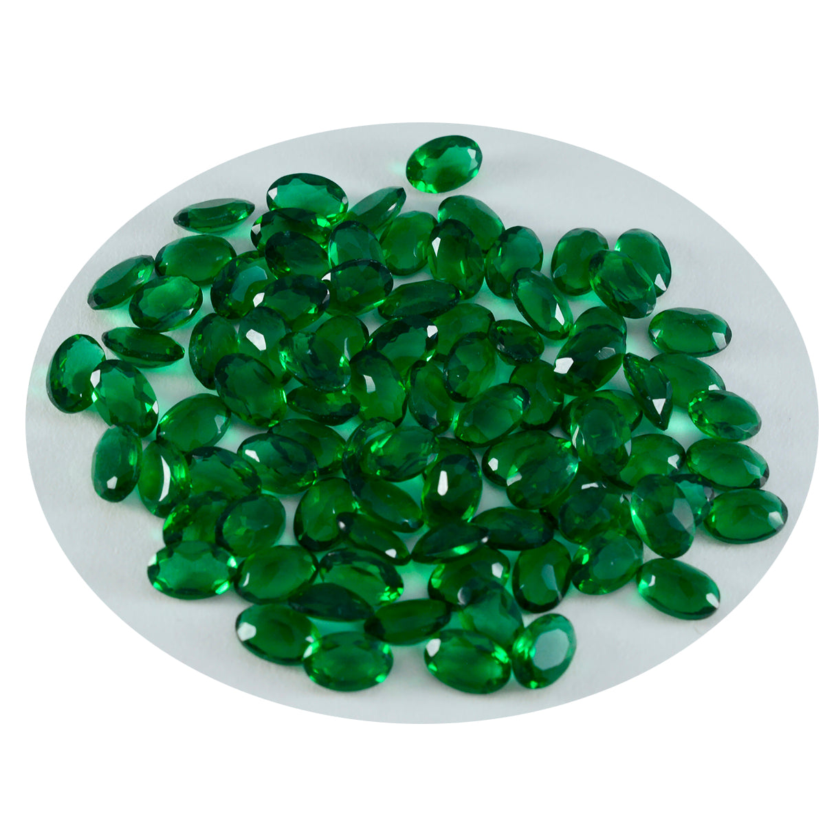 Riyogems 1 pièce émeraude verte cz à facettes 3x5mm forme ovale belle qualité pierre précieuse en vrac