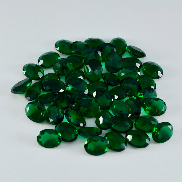 Riyogems 1 Stück grüner Smaragd, CZ, facettiert, 4 x 6 mm, ovale Form, schöne, hochwertige lose Edelsteine