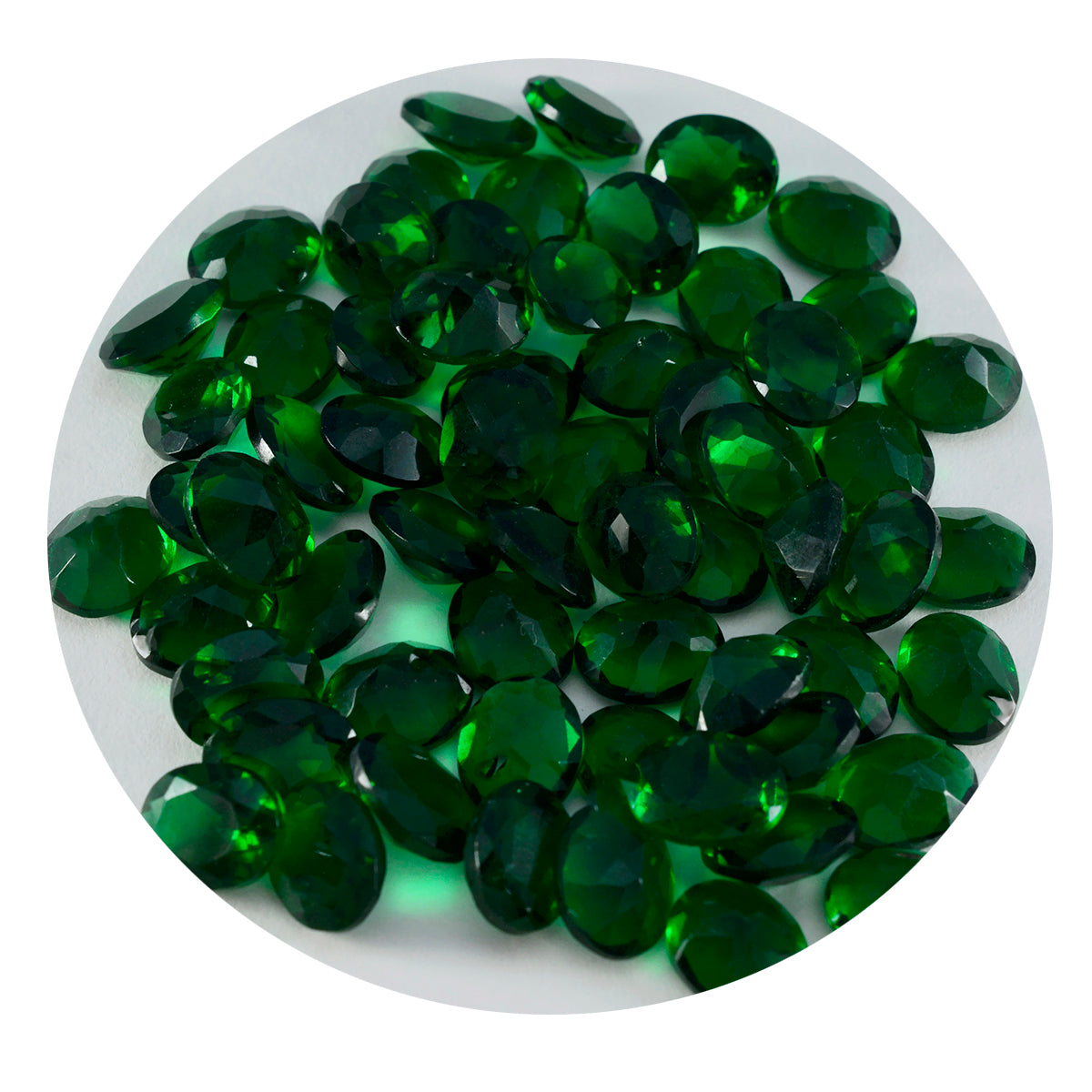 riyogems 1 st grön smaragd cz fasetterad 5x7 mm oval form attraktiv kvalitet lös sten
