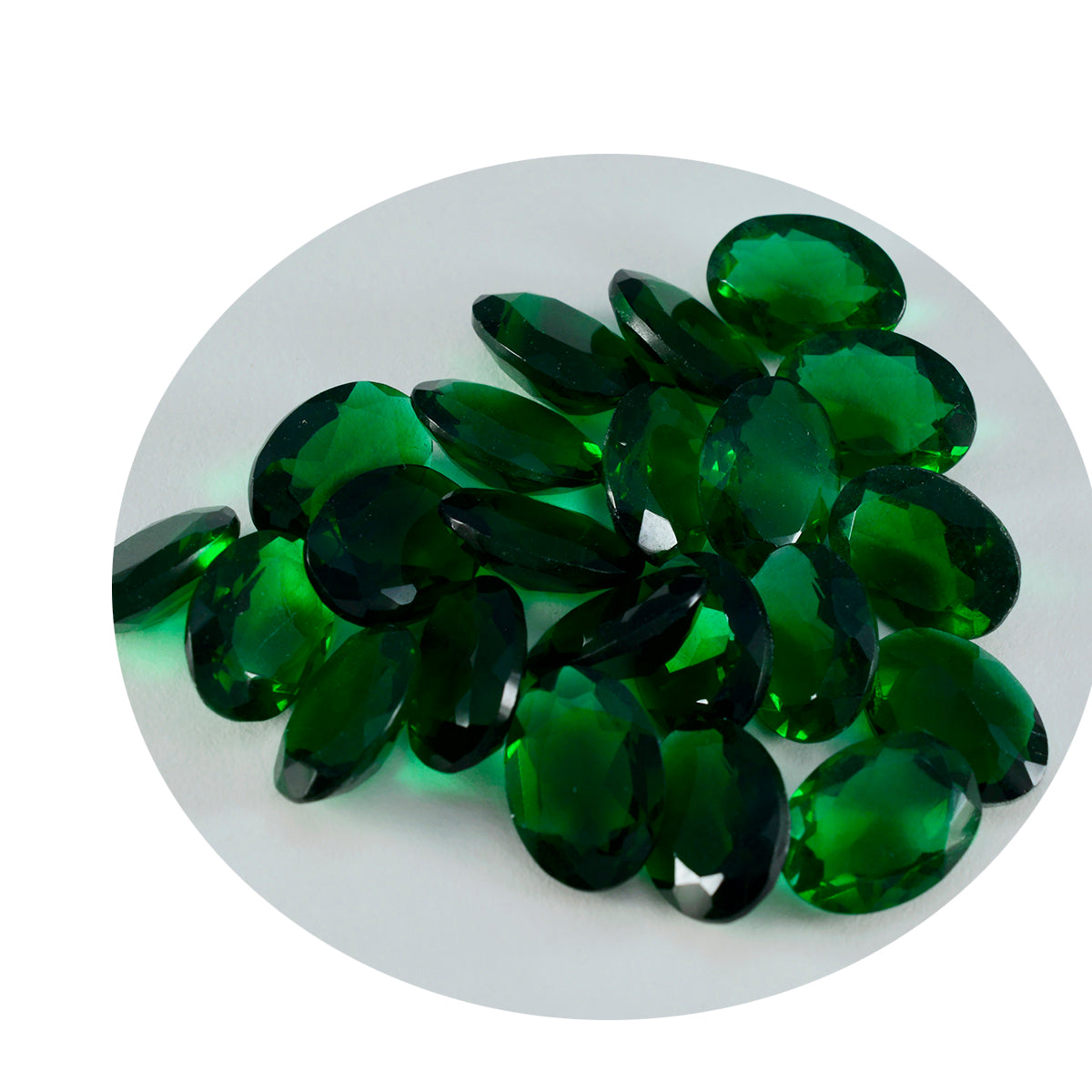 Riyogems 1PC Green Emerald CZ Faceted 7x9 mm Oval Shape handsome Quality Gem