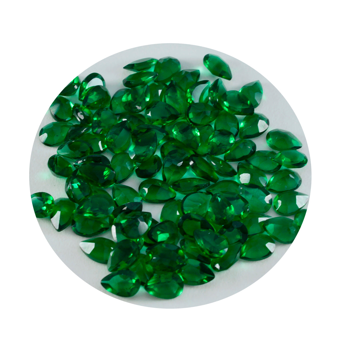 riyogems 1 st grön smaragd cz facetterad 3x5 mm päronform härlig kvalitet lös sten