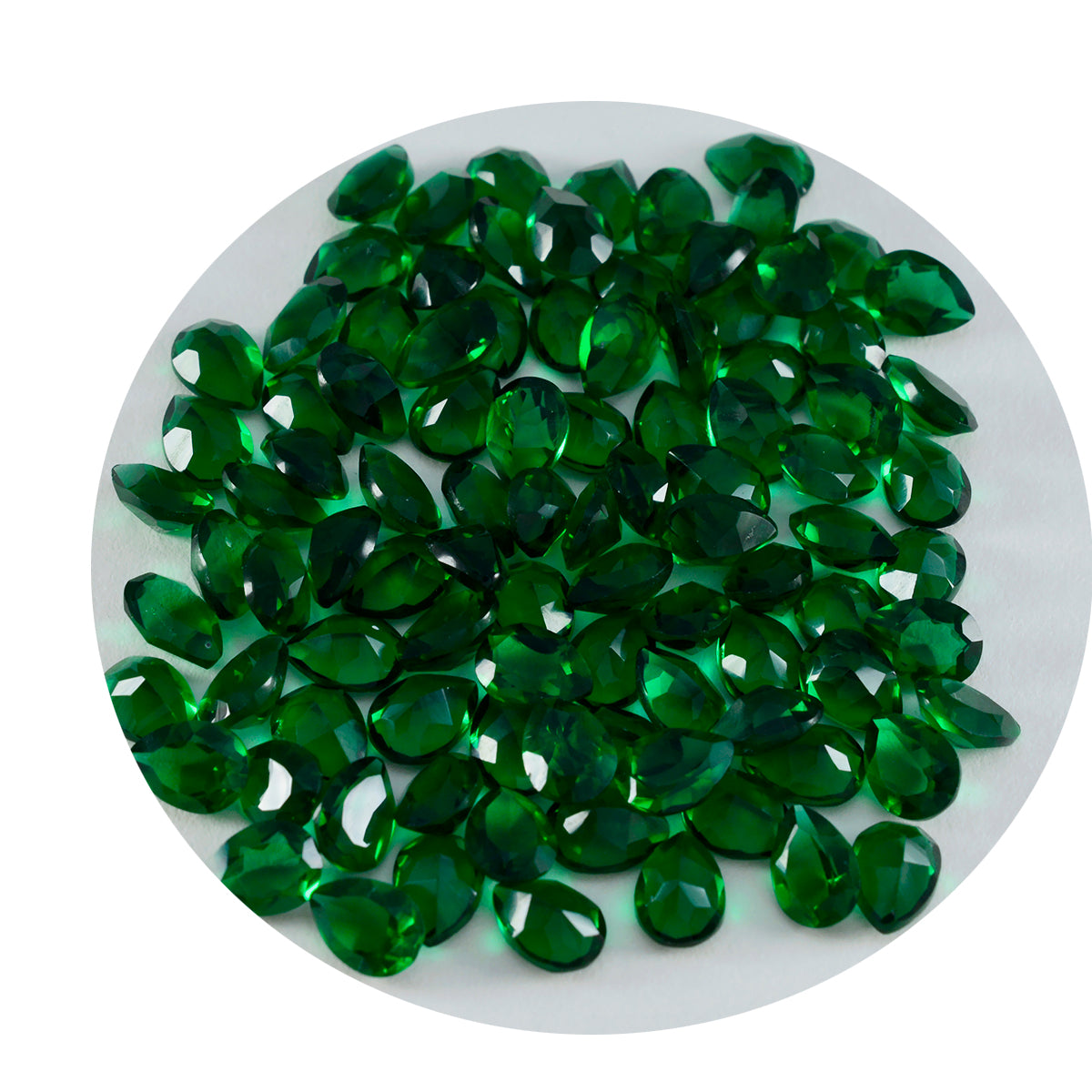 Riyogems 1 Stück grüner Smaragd, CZ, facettiert, 4 x 6 mm, Birnenform, hübscher, hochwertiger, loser Edelstein