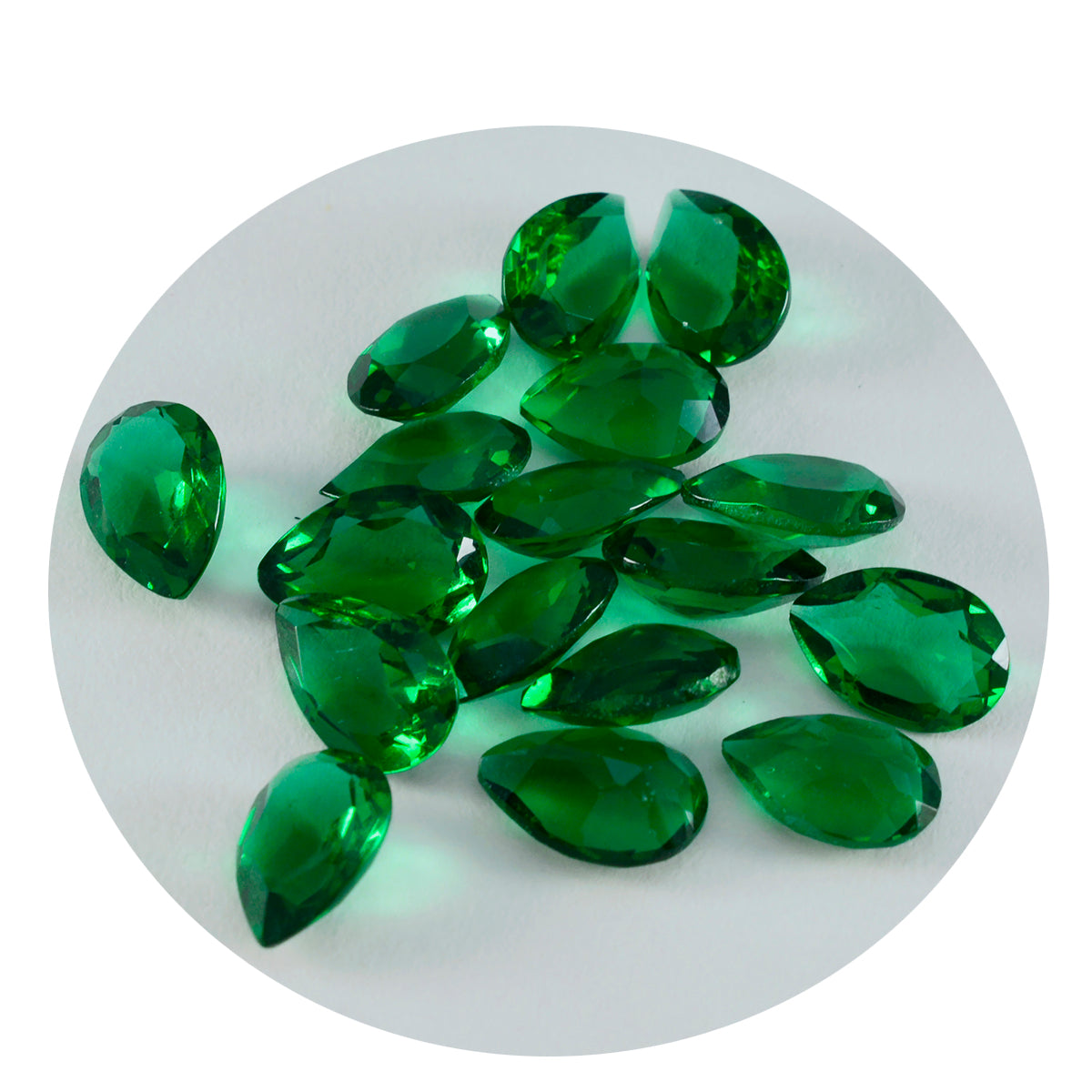 Riyogems 1PC Green Emerald CZ Faceted 7x10 mm Pear Shape startling Quality Stone