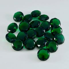 Riyogems 1pc vert émeraude cz facettes 10x10mm forme ronde a + 1 qualité pierre en vrac