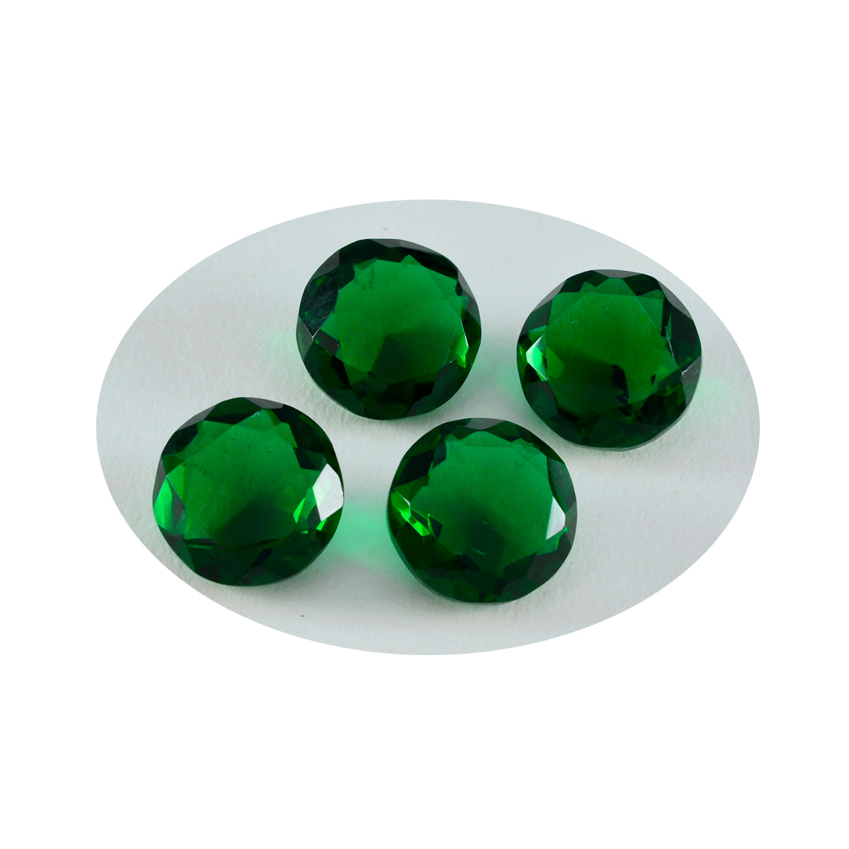 Riyogems 1 pieza Esmeralda verde CZ facetada 12x12mm forma redonda gema de buena calidad