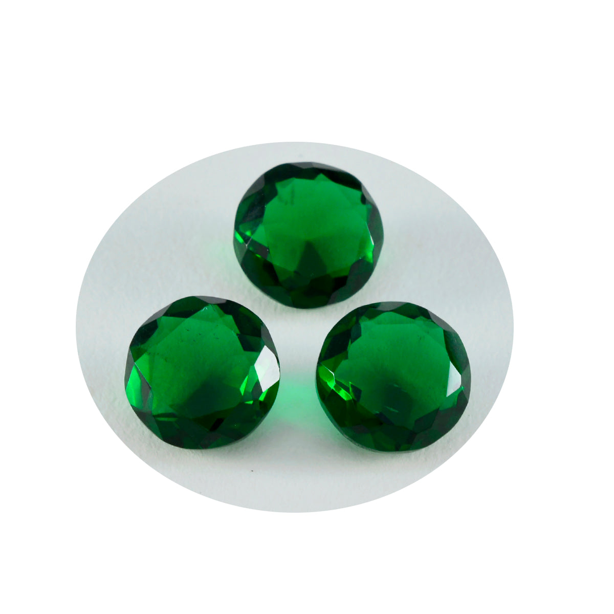 Riyogems 1 pieza Esmeralda verde CZ facetada 13x13 mm forma redonda gemas de buena calidad