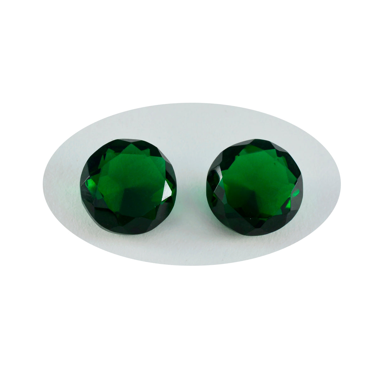riyogems 1pc グリーン エメラルド CZ ファセット 13x13 mm ラウンド形状の素晴らしい品質の宝石