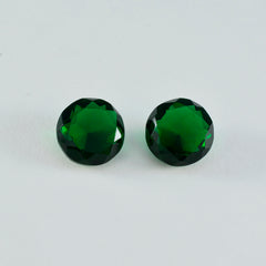 riyogems 1pc グリーン エメラルド CZ ファセット 13x13 mm ラウンド形状の素晴らしい品質の宝石