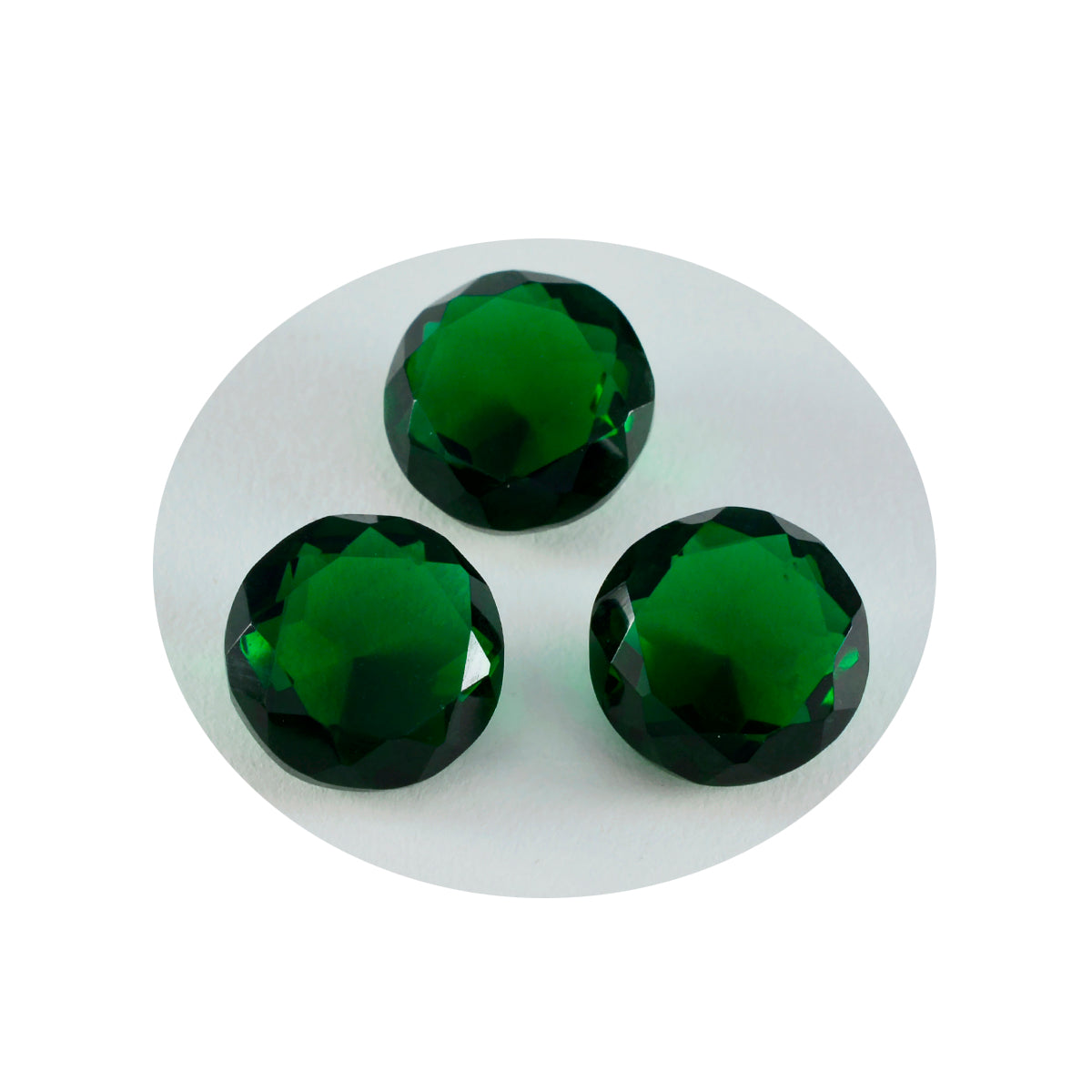 Riyogems 1 pieza verde esmeralda CZ facetada 15x15 mm forma redonda piedra preciosa de calidad atractiva