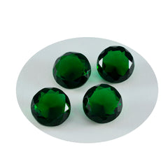 Riyogems 1 Stück grüner Smaragd, CZ, facettiert, 15 x 15 mm, runde Form, attraktiver Qualitätsedelstein
