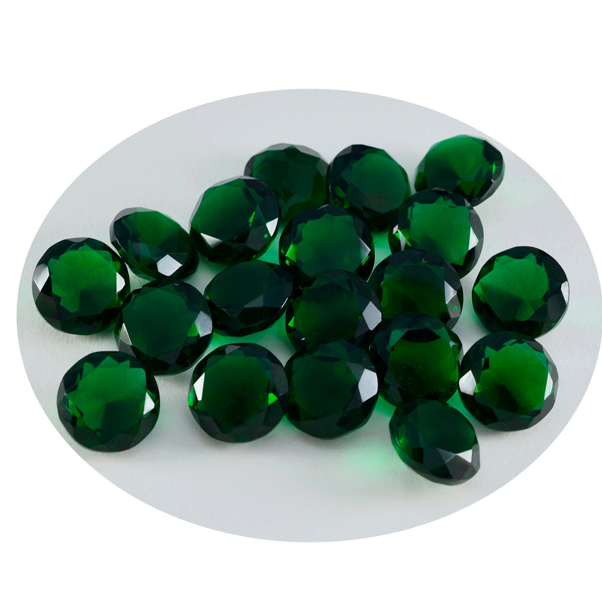 Riyogems 1 pieza verde esmeralda CZ facetada 0.276 x 0.276 in forma redonda piedra preciosa de calidad AA
