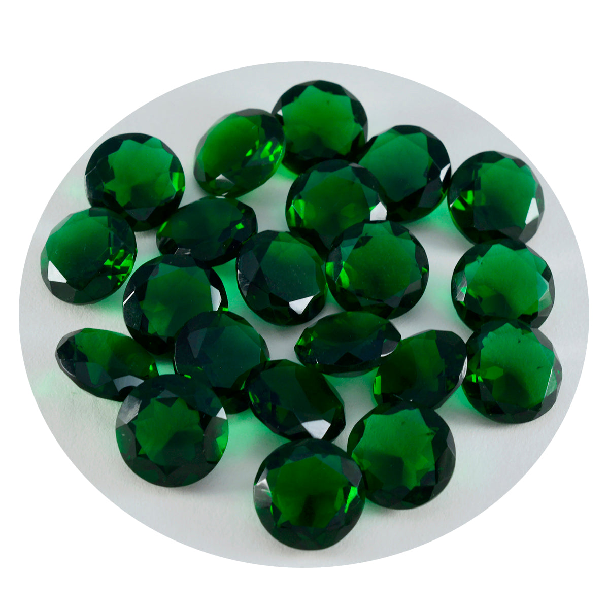 Riyogems 1 Stück grüner Smaragd, CZ, facettiert, 8 x 8 mm, runde Form, lose Edelsteine in AAA-Qualität