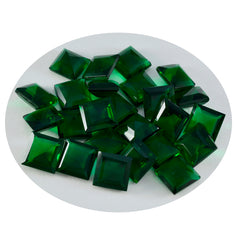riyogems 1pc émeraude verte cz facettes 10x10 mm forme carrée belle pierre précieuse de qualité