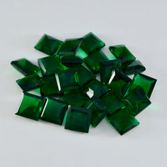 Riyogems 1 Stück grüner Smaragd, CZ, facettiert, 10 x 10 mm, quadratische Form, wunderschöner Qualitätsedelstein
