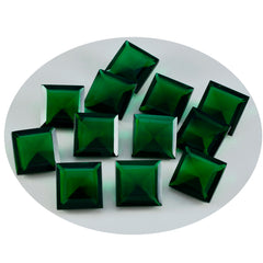 Riyogems 1 Stück grüner Smaragd mit CZ, facettiert, 11 x 11 mm, quadratische Form, hübscher, hochwertiger, loser Edelstein