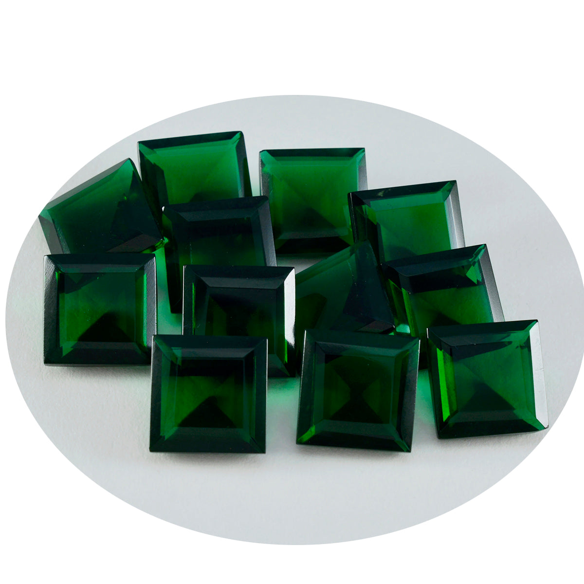 Riyogems 1 Stück grüner Smaragd, CZ, facettiert, 12 x 12 mm, quadratische Form, tolle Qualität, lose Edelsteine