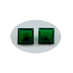 Riyogems 1 pièce émeraude verte cz à facettes 13x13mm forme carrée pierre en vrac de qualité fantastique