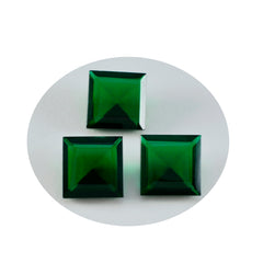 riyogems 1pc グリーン エメラルド CZ ファセット 14x14 mm 正方形の形状驚くべき品質のルース宝石
