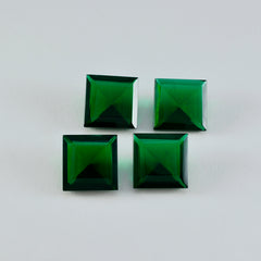 Riyogems 1PC Green Emerald CZ Faceted 15x15 mm Square Shape wonderful Quality Gem