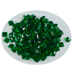 Riyogems 1 pièce émeraude verte cz à facettes 3x3mm forme carrée jolie pierre précieuse en vrac de qualité