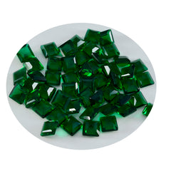 Riyogems 1PC Green Emerald CZ Faceted 5x5 mm Square Shape good-looking Quality Loose Stone