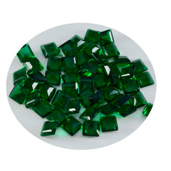 riyogems 1pc green emerald cz faceted 5x5 mm square shape good looking quality loose stone