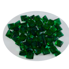 riyogems 1pc グリーン エメラルド CZ ファセット 6x6 mm 正方形の形の見栄えの良い品質のルース宝石