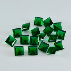 Riyogems 1 Stück grüner Smaragd, CZ, facettiert, 7 x 7 mm, quadratische Form, Edelstein von ausgezeichneter Qualität