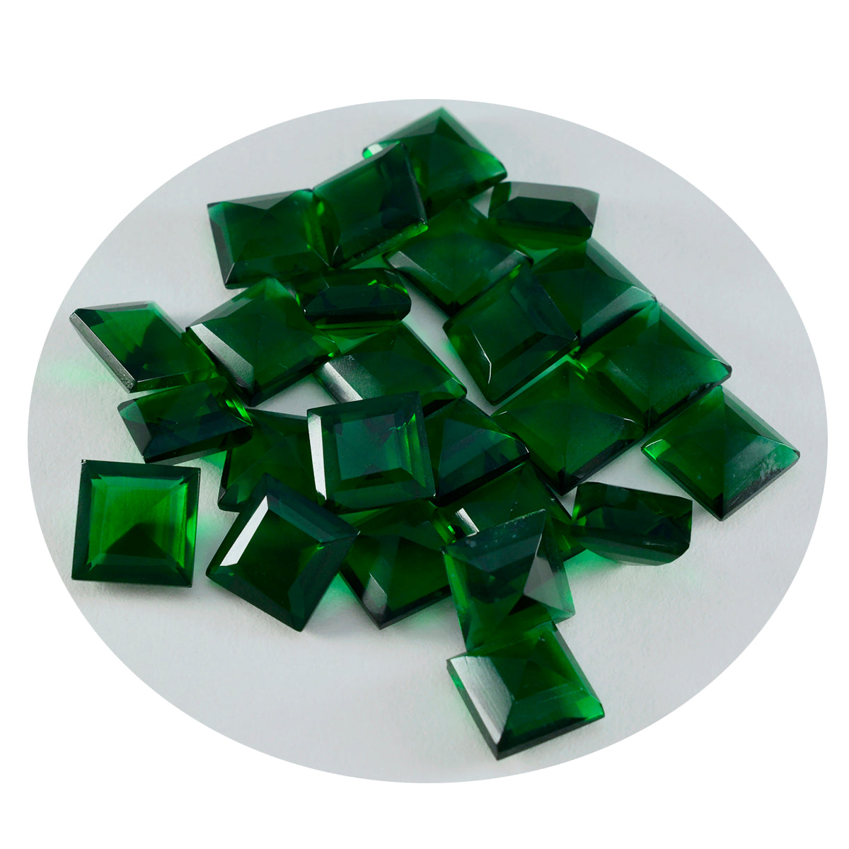 Riyogems 1 pieza verde esmeralda CZ facetada 10x10 mm forma cuadrada preciosa piedra preciosa de calidad
