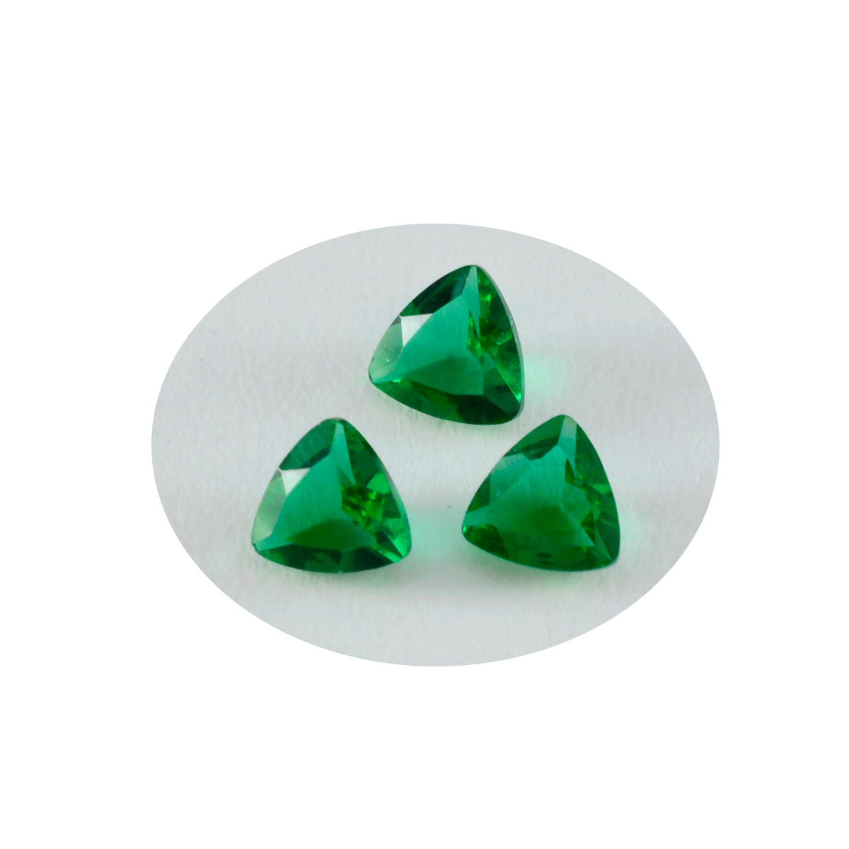 Riyogems 1PC Green Emerald CZ Faceted 10x10 mm Trillion Shape A Quality Loose Gemstone