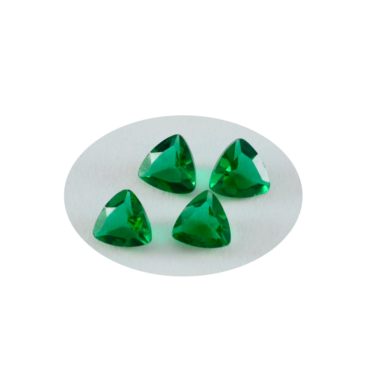 Riyogems 1PC Green Emerald CZ Faceted 8x8 mm Trillion Shape amazing Quality Loose Gems