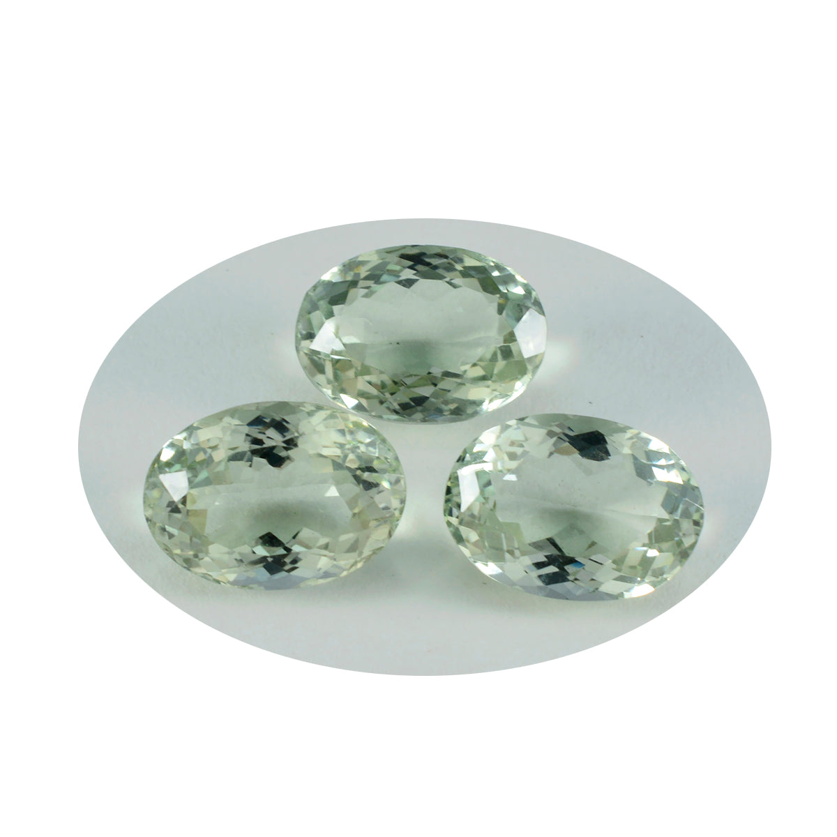 Riyogems 1 Stück grüner Amethyst, facettiert, 10 x 12 mm, ovale Form, süßer Qualitäts-Edelstein